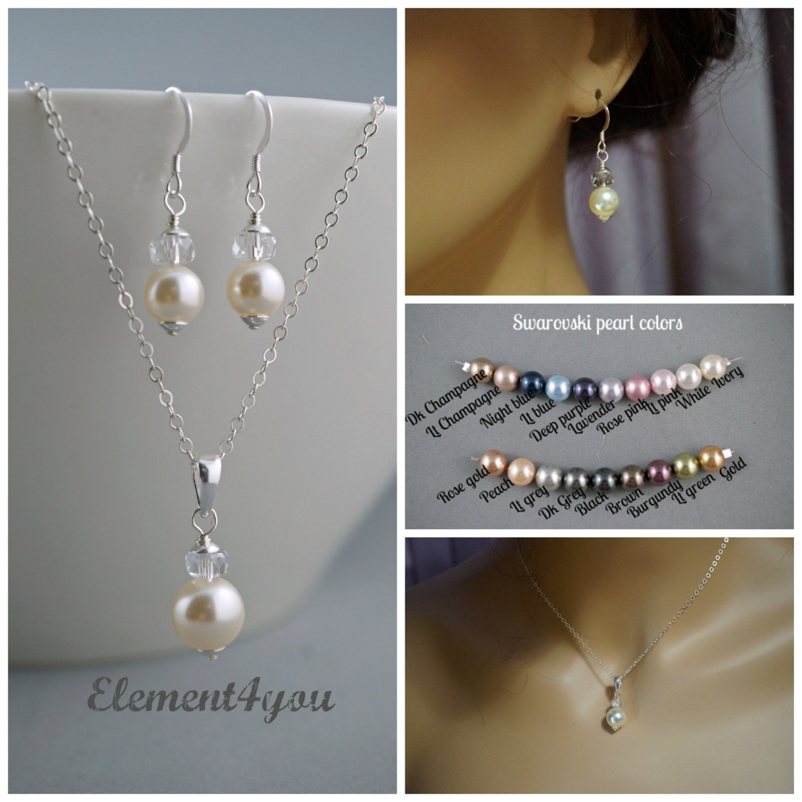 WEDDING JEWELRY SET Bridal Pearl Jewelry Set. Earrings Etsy
