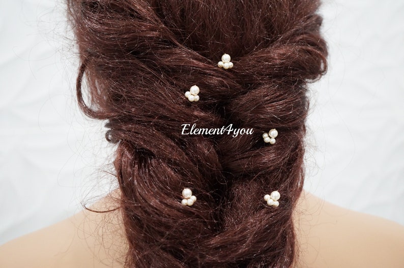 Set of 5 wedding clip Ivory bridal hair pin Bobby pins Crystal pearls wedding accessories Flower girl Bridal party gift hairdo Beaded image 2