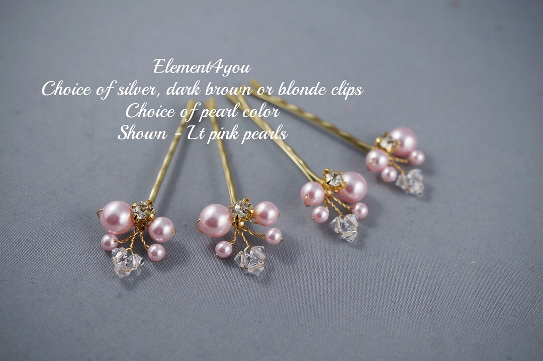 CLIPS Set of 4 Ivory Pearl Clips Bridal Hair Pins Wedding Etsy