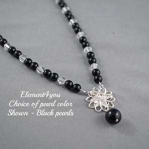 Flower Bridal Necklace | Swarovski Ivory Pearls & Daisy Crystal Flower Jewelry | Bridesmaid Maid of Honor Gift | Wedding Crystal Y Necklace