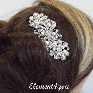 Bröllopshårkam med strass | Elfenbensvit och vit pärla bild 2