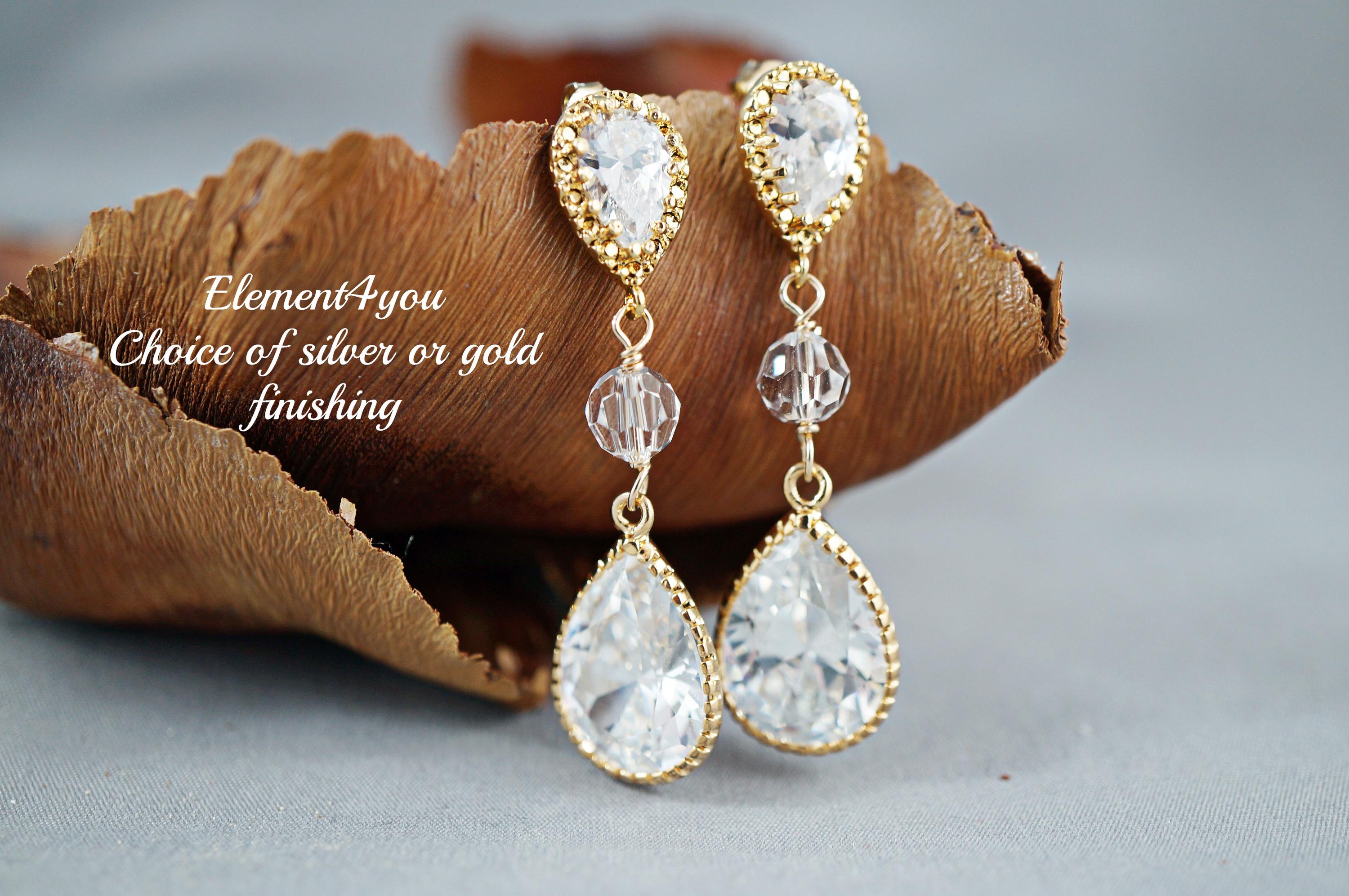 Pear Drop Cubic Zirconia Earrings