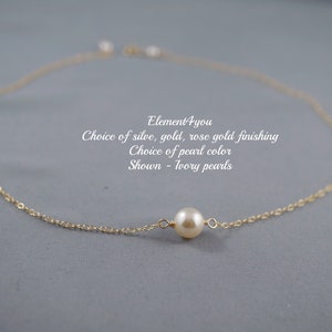 Bridesmaid Necklace | Sterling Silver | Swarovski 8mm Pearl | Single Floating Pearl | Delicate Bridal Jewelry Bridesmaid Gift Summer Wedding