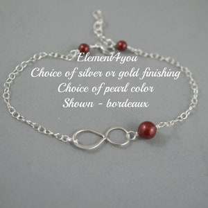 Best Friend, Maid of Honor, Bridesmaid Infinity Bracelet | Bridal Party Wedding Gifts | Thank You Bracelet | Swarovski Pearl | Figure 8 Gold