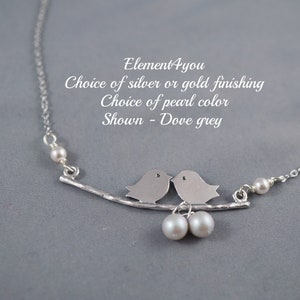 Two Birds Branch Necklace with Eggs Nest | Silver or Gold | Sister, Mom, or Best Friend Gift | Mother&#39;s Day Jewelry | Twins Family Necklace