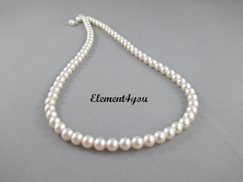 Pearl Necklace Classic style Swarovski pearls Simple Etsy