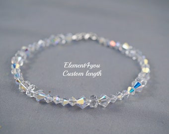 BRIDAL - Bracelet, Swarovski crystal shimmer, Sterling silver bracelet, Wedding jewelry, Ball party formal event wedding gift bridesmaid