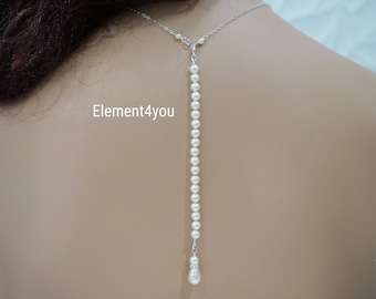 Swarovski Pearl Bridal Backdrop Necklace Extension | Sterling Silver or Gold-Filled