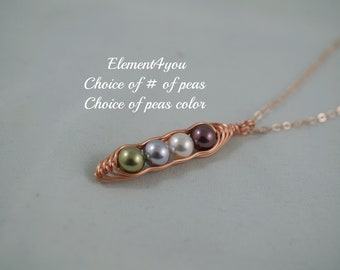 Rose Gold Wire Wrapped Sweet Pea Necklace | Swarovski Pearl Pod