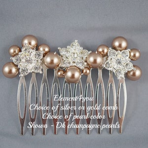Bridal Pearl Wedding Comb Accessories Swarovski pearls Flower Rhinestone Clusters Ivory Silver Gold Fascinator Headpiece Bride hair piece image 2