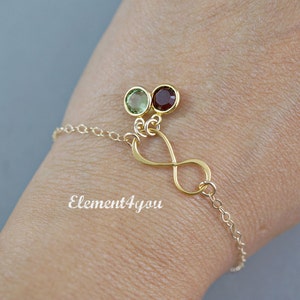 INFINITY bracelet, Gold bracelet, One two three four five six birthstones charms, Infinity jewelry, Infinity birthstone bracelet, Delicate image 1