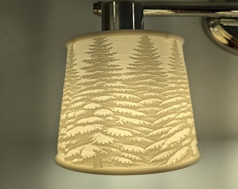 Pine Tree Vanity Lampshade: Rustic Cabin Bathroom Light Cover