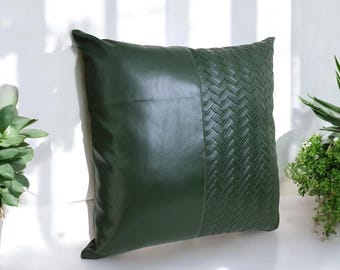 Grüne Kunstleder Kissenhülle: Zweifarbiges Modernes Kissen,