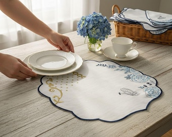 Besticktes Tischset - Gardenia-Stoff (2er-Set)