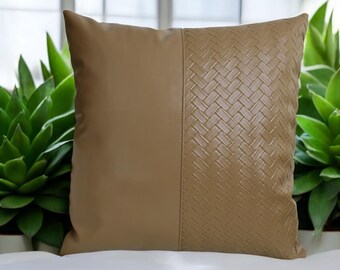 Zweifarbiger Kunstleder Kissenbezug: Moderner Wohnaccessoire Akzent