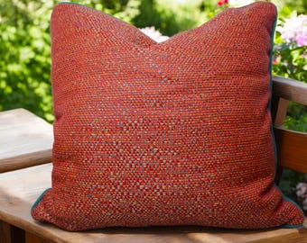 Outdoor Kissenbezug mit Paspel - wasserabweisender Stoff, Dekokissen für Terrasse & Garten, 45 x 45 cm