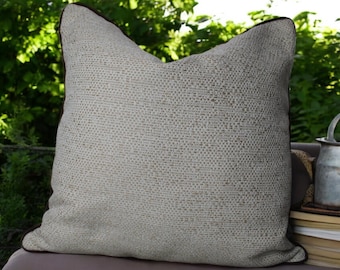 Outdoor Kissenbezug mit Paspel - wasserabweisender Stoff, Dekokissen für Terrasse & Garten, 45 x 45 cm