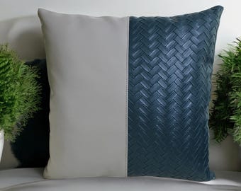 Zweifarbiger Kunstleder Kissenbezug: Moderner Wohnkultur-Akzent