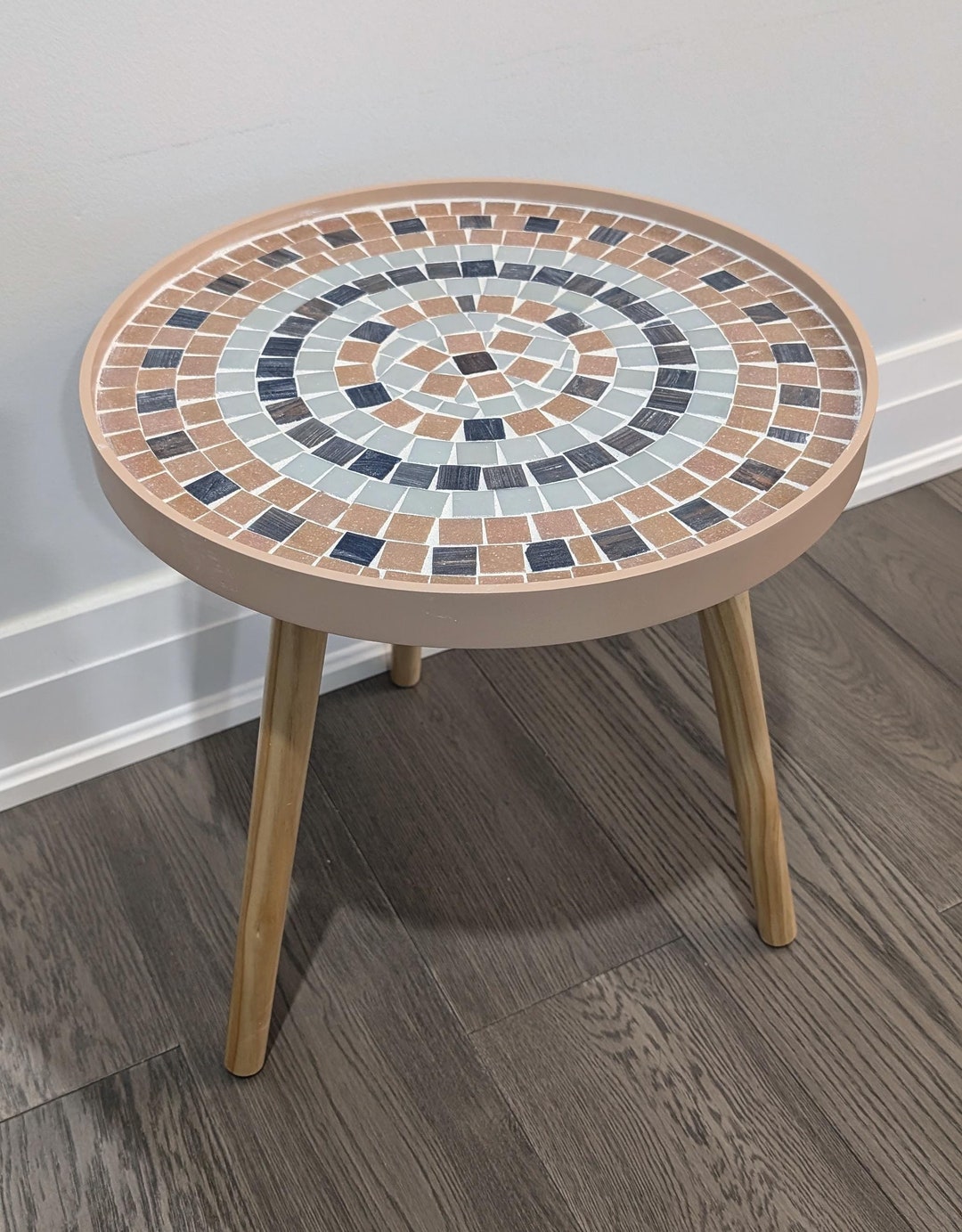 Multi Colored Tile Table Ceramic Mosaic Tile Side Table - Iridescent Greys Pinks and Blues - Etsy