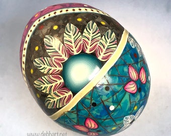 Tutorial - Southwestern Eggs, polymer clay egg, feather cane, Easter egg, artisan egg, polymer clay art, millefiori, diy pdf