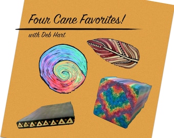 Tutorial - Cuatro Bastones Fabulosos, tutorial de arcilla polimérica, libro electrónico de arcilla polimérica, clase en pdf, folleto de bastones, libro de bricolaje, instrucciones millefiori