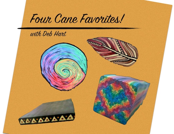 Tutorial Four Fabulous Canes, Polymer Clay Tutorial, Polymer Clay Ebook,  Pdf Class, Cane Booklet, Diy Book, Millefiori Instructions 