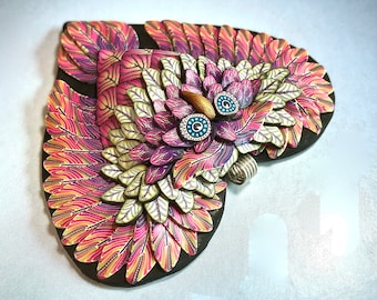 Tutorial - Colgante Búho Corazón, clase de arcilla polimérica, tutorial de caña, joyería de búho, búho de arcilla polimérica, collar de búho, millefiori, diy pdf