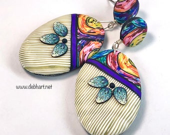 Tutorial - Magic Swirl Earrings, polymer clay class, cane tutorial, diy jewelry, polymer clay earrings, cane tutorial, millefiori, diy pdf