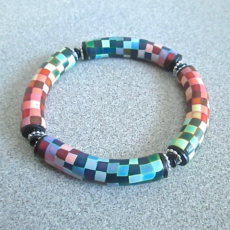 Tutorial Painterly Pixels Bangle, polymer clay class, pixel cane, rainbow blend, handmade bracelet, custom jewelry, millefiori, diy pdf image 2