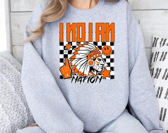 Sudadera con cuello redondo de la mascota de la escuela hecha a medida