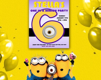 Convite de aniversário infantil Minion