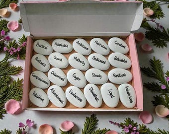 Personalised Word Pebble (Up To 5 Words) Keepsake, Hand-Painted Glass Pebble Gift