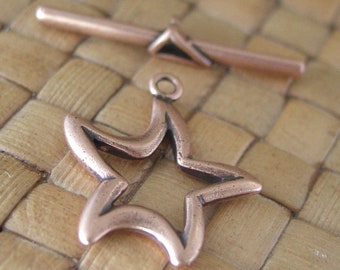 20x23 mm Double Sized Star Antiqued Copper Plated Pewter Toggle Clasp, choose 1 or 2 sets