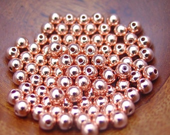 Wholesale 500-1000 3 MM Round Solid Genuine Copper Beads Qty.100-200