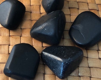 Shungite Loose Tumbled Stones, not drilled/ no holes, freeform shape (6 pieces/60 grams total weight)