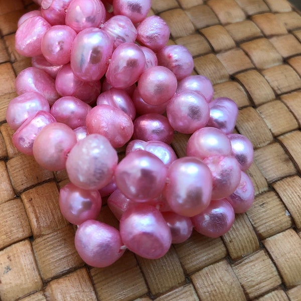 SALE: 14 in strand 6-7 mm Freshwater Pearls, Pink, Flat Sided Potato shape - 10% OFF