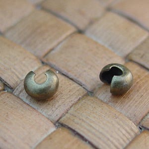 3 mm Crimp Covers, Antiqued Gold Plated Brass (100 or 500 pcs)