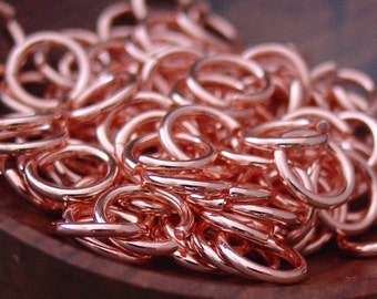 8mm Copper Jump Rings, Open, Bright Shiny Copper, 100 or 200 pieces, (16 gauge)