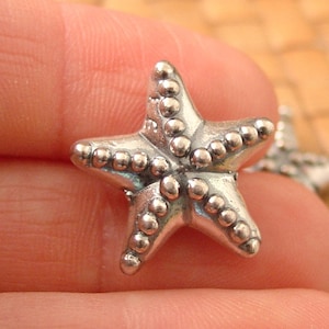 Antiqued Sterling Silver Starfish Bead, Hollow, 19mm