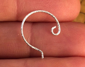 Sterling Silver Diamond-Cut French Hook with Open Loop, 13 mm, 21 gauge
