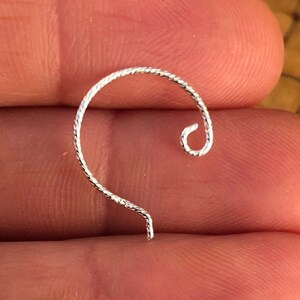 Sterling Silver Diamond-Cut French Hook with Open Loop, 13 mm, 21 gauge