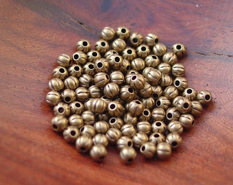 1000 Gold Plated Brass Small 2.5mm Round Corrugated Spacer Beads