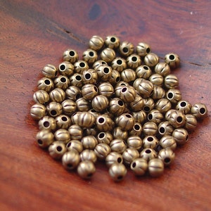 100 pcs 2.5 mm Corrugated Round Beads, Antiqued Gold Plated Brass, Tiny Beads or packages of 500 or 1000 beads image 1