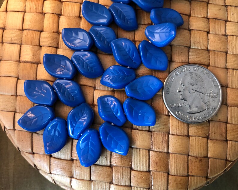 14x9mm Czech Pressed Glass Leaf Beads, Top Drilled, 24 or 48 pcs image 3