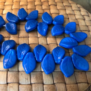 14x9mm Czech Pressed Glass Leaf Beads, Top Drilled, 24 or 48 pcs image 2