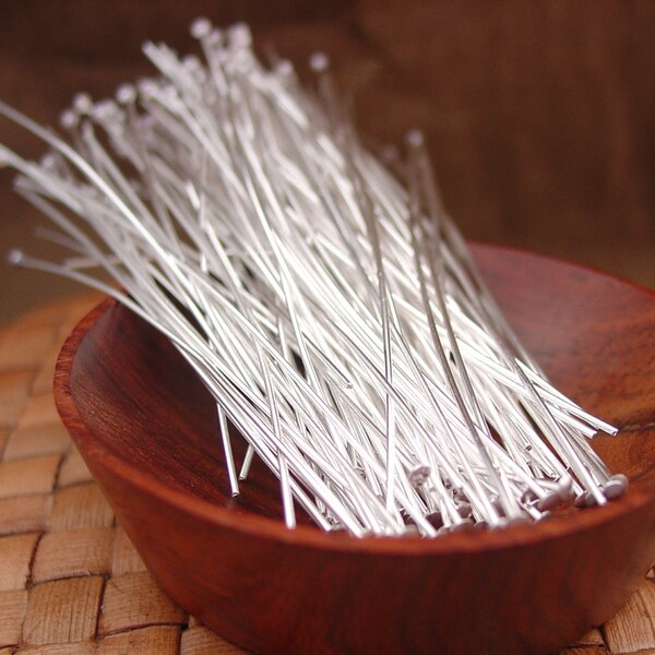 3 Inch Silver Plated Head Pins (21 gauge) 100, 500, or 1000 pcs