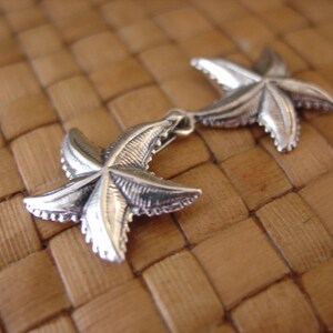 Antiqued Sterling Silver Starfish Hook Clasp, 1 or 2 sets, 43x19mm