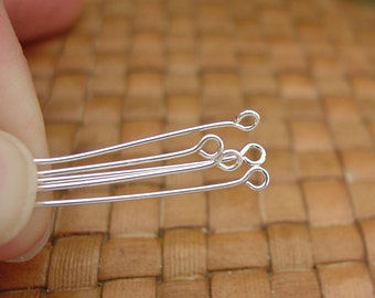 2 Inch Silver Plated Eye Pins (21 gauge) - 100, 500 or 1000 pcs