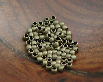 100, 500 or 1000 pcs 2 mm Crimp Beads, Antiqued Gold Plated Brass 1.5 mm Inner Diameter