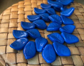 14x9mm Czech Pressed Glass Leaf Beads, Top Drilled, 24 or 48 pcs